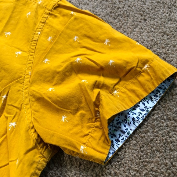 Denim & Flower men’s casual button down shirt medium short sleeve mustard yellow - Picture 4 of 10